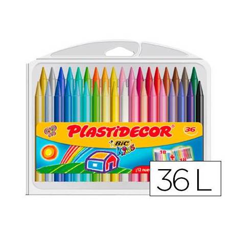 Lapices cera Plastidecor 36 unidades colores surtidos
