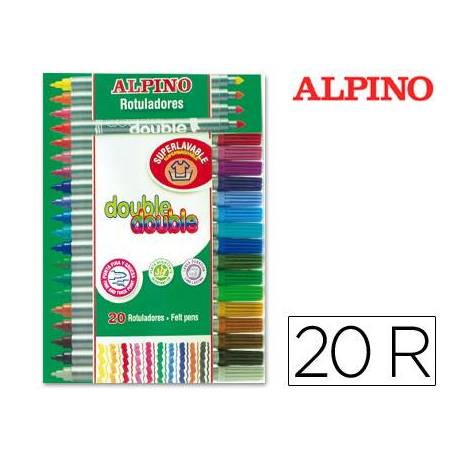 Rotulador Duo Alpino punta doble media y gruesa lavable caja de 20 rotuladores