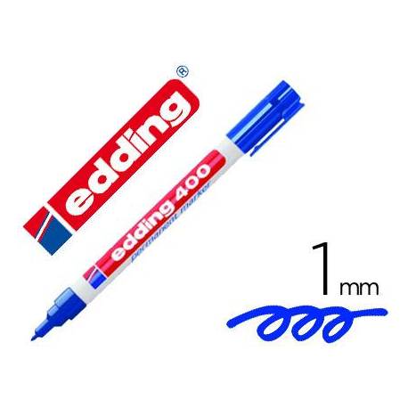 Rotulador Permanente Edding 400 Azul Punta Fina