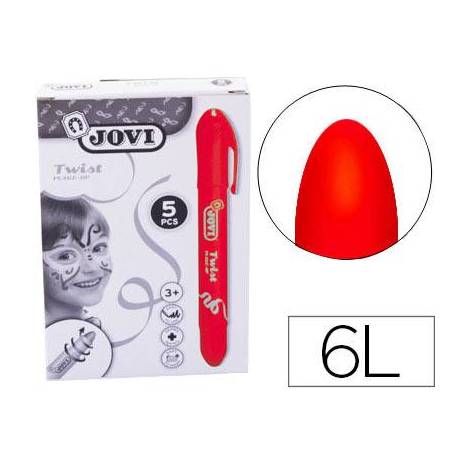 BARRA DE MAQUILLAJE JOVI TWIST MAKE-UP COLOR ROJO CAJA DE 5 UNIDADES