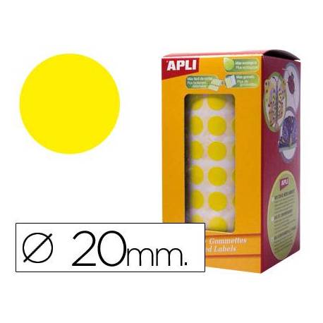Gomets Apli circulares amarillos 20mm