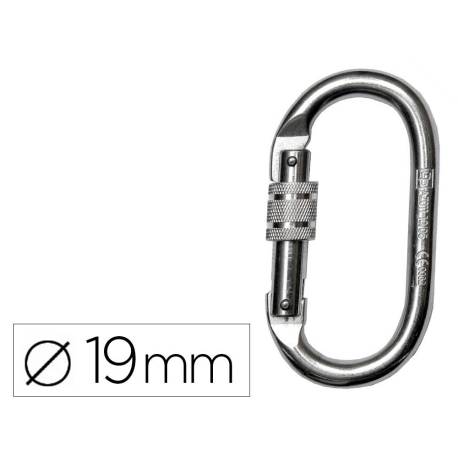 MOSQUETON FARU ACERO GALVANIZADO VIROLA 19 MM RESISTENCIA 25 KN CIERRE SEGURIDAD