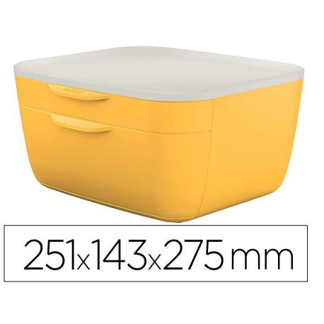 FICHERO CAJONES DE SOBREMESA LEITZ COSY 2 CAJONES COLOR AMARILLO