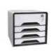 FICHERO CAJONES DE SOBREMESA CEP CON CERRADURA 4 CAJONES COLOR BLANCO/NEGRO 288X360X270 MM