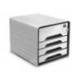 FICHERO CAJONES DE SOBREMESA CEP CON CERRADURA 4 CAJONES COLOR BLANCO/NEGRO 288X360X270 MM