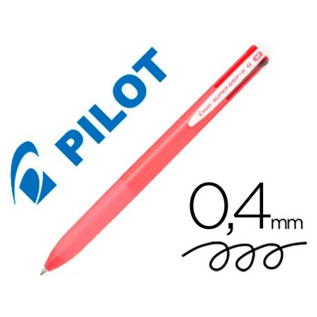 BOLIGRAFO PILOT SUPERGRIP G 4 COLORES RETRACTIL SUJECION DE CAUCHO TINTA DE ACEITE CUERPO COLOR ROSA