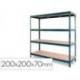 Estanteria metalica ar stocker 200x200x70 cm 4 estantes 450 kg por estante bandeja de madera