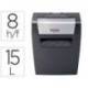 DESTRUCTORA DE DOCUMENTOS MARCA REXEL MOMENTUM X308 CAPACIDAD DE CORTE 8 HOJAS DESTRUYE GRAPAS Y CLIPS 15 LITROS