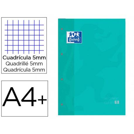 Recambio color 1 oxford din a4+ 80 hojas 90 gr cuadro 5 mm 4 taladros color ice mint.