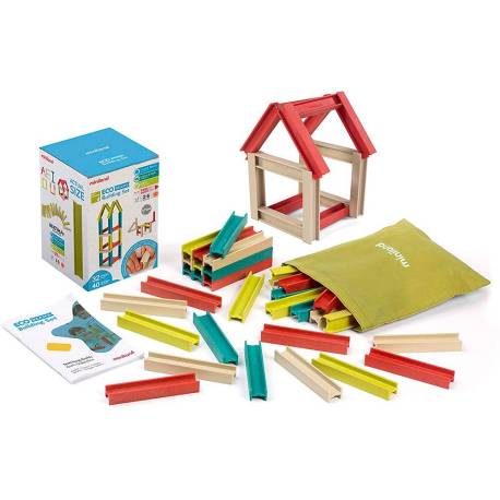 JUEGO MINILAND DE CONSTRUCCION COMPUESTO 32 VIGAS MATERIAL ECO 150X210X150 MM