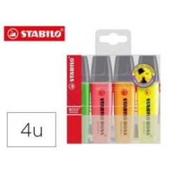 ROTULADOR STABILO BOSS FLUORESCENTE ESTUCHE DE 4 UNIDADES COLORES SURTIDOS