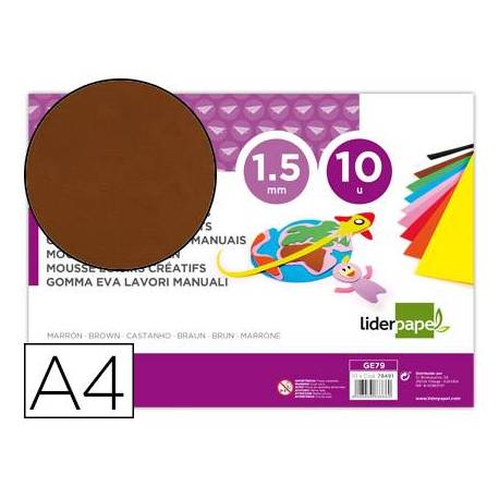 Goma eva liderpapel marrón paquete de 10 hojas