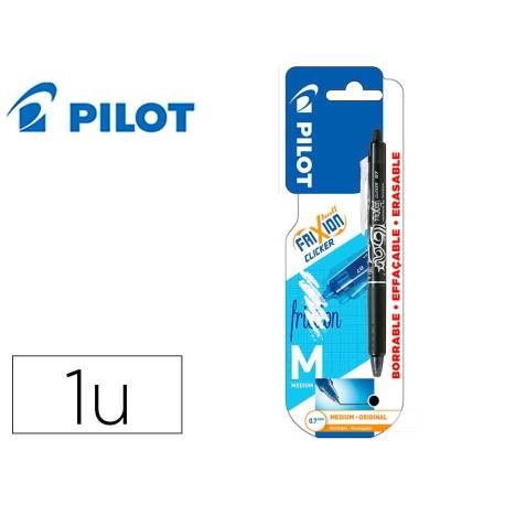 BOLIGRAFO PILOT FRIXION CLICKER BORRABLE 0,7 MM PUNTA MEDIA COLOR NEGRO EN BLISTER