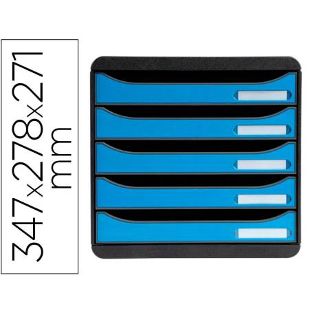 FICHERO DE CAJONES SOBREMESA MARCA EXACOMPTA BIG-BOX CLEAN SAFE 5 CAJONES AZUL