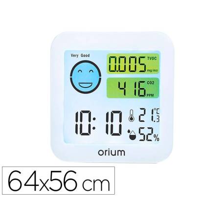MEDIDOR DE AIRE ORIUM QUAELIS MEDIDOR DE C02 Y COV SUPERFICIE 30 M2 PANTALLA LCD COLOR BLANCO 64X56 MM