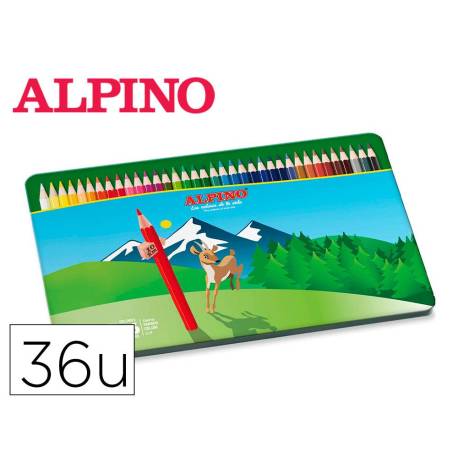 LAPICES DE COLORES MARCA ALPINO CAJA METALICA DE 36 UNIDADES COLORES SURTIDOS