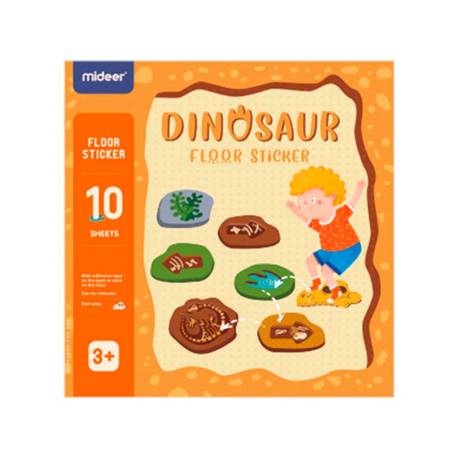 JUEGO DIDACTICO MARCA MIDEER DINOSAURIO CON 64 ADHESIVOS PARA SUELO REMOVIBLES +3 AÑOS