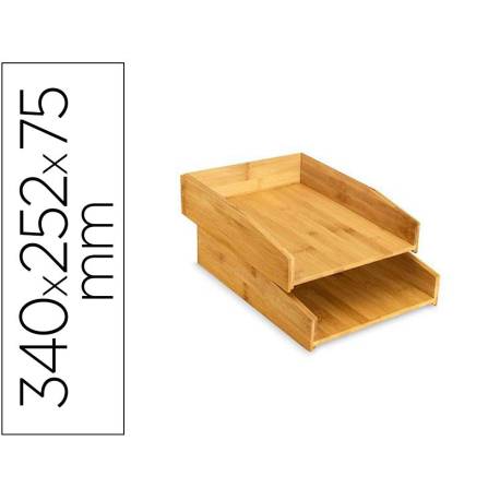 BANDEJA SOBREMESA MARCA CEP SILVA BAMBU LOTE DE 2 UNIDADES 340X252X75 MM