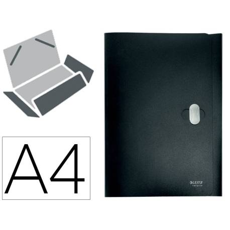CARPETA LEITZ RECYCLE GOMAS TRES SOLAPAS DIN A4 POLIPROPILENO COLOR NEGRO
