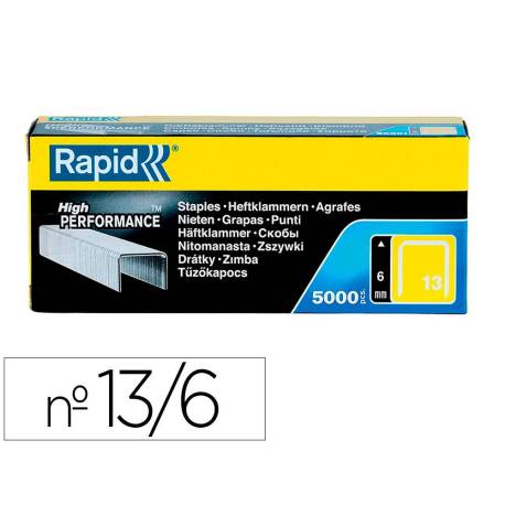 GRAPAS MARCA RAPID 13/6 MM GALVANIZADA CAJA DE 5000 UNIDADES