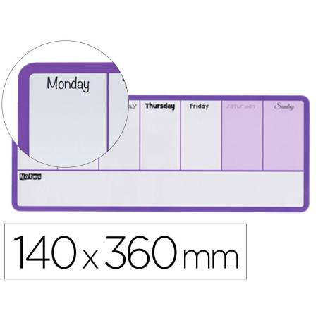 PLANIFICADOR SEMANAL MARCA NOBO MAGNETICO COLOR VIOLETA 140X360 MM