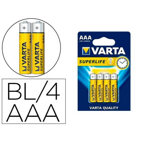 PILA MARCA VARTA SALINA SUPERLIFE AAA TIPO R-03 BLISTER DE 4 UNIDADES