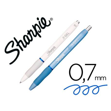 Boligrafo sharpie fashion retractil tinta gel azul 0,7 mm azul hielo y blanco