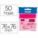 BLOC DE NOTAS ADHESIVAS QUITA Y PON MARCA MILAN 76X76 MM REMOVIBLE PLASTICO TRANSLUCIDO ROSA FLUOR 50