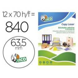 ETIQUETA ADHESIVA TICO COLOR VERDE FLUOR PERMANENTE FSC LASER/ INKJET/FOTOCOPIA REDONDA 63,5 MM CAJA DE 840 UNIDADES