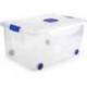 CONTENEDOR PLASTICO MARCA PLASTICFORTE N 5 TRANSPARENTE CON TAPA CAPACIDAD 57 L