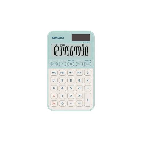 CALCULADORA MARCA CASIO SL-310YC BOLSILLO 12 DIGITOS TECLAS TAX +/- COLOR VERDE CLARO