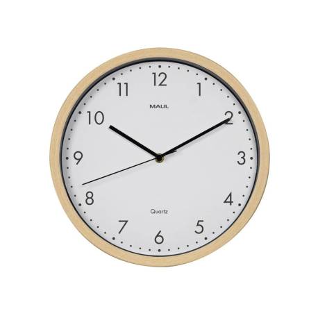 RELOJ MARCA MAUL GRAIN DE PARED REDONDO 30 CM DIAMETRO CUARZO MARCO MADERA NATURAL CLARA