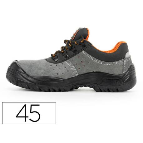 ZAPATOS DE SEGURIDAD MARCA SAFETOP TORMIO SERRAJE CUERO TRANSPIRABLE SUELA PU BIDENSIDAD S1 P SR TALLA 45