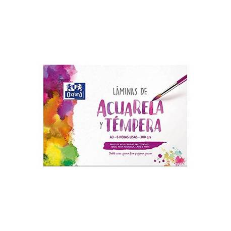 PAPEL DE DIBUJO MARCA OXFORD ACURELA DIN A4 350 GR SOBRE DE 6 HOJAS