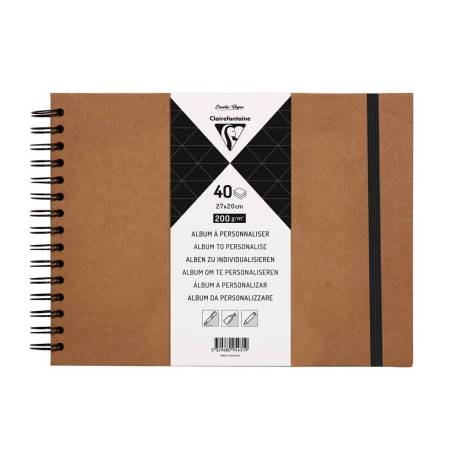 ALBUM ESPIRAL PARA PERSONALIZAR MARCA CLAIREFONTAINE TAPA DURA KRAFT 27X20 CM 40 HOJAS 200 GR