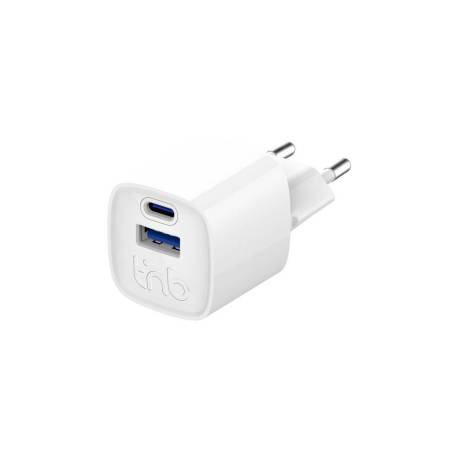 CARGADOR DE PARED TNB GAN 30 W USB-C + USB A BLANCO