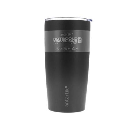 VASO TERMICO MARCA ANTARTIK MONO TAPA HERMETICA ACERO INOXIDABLE LIBRE DE BPA NEGRO 520 ML
