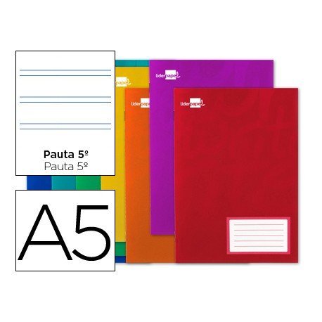 Libreta liderpapel write Din A5 16 hojas 60g/m2cuadro pauta 5ª 2.5mm con margen
