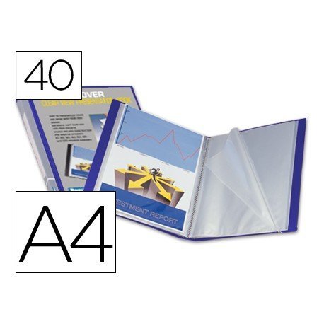 Carpeta escaparate 40 fundas fijas Beautone azul 40 micras