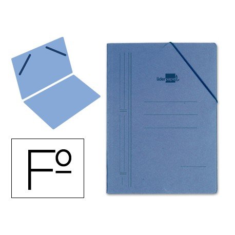 Carpeta Liderpapel gomas carton azul sencilla folio