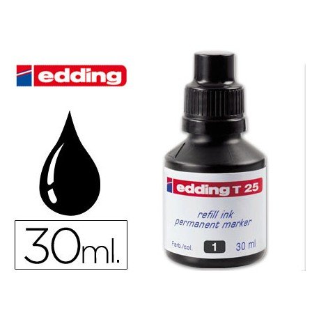 Tinta rotulador edding t-25 color negro frasco de 30 ml