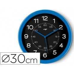 Reloj Cep pared plastico 30 cm azul y esfera negra