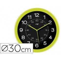Reloj Cep pared plastico 30 cm verde y esfera negra